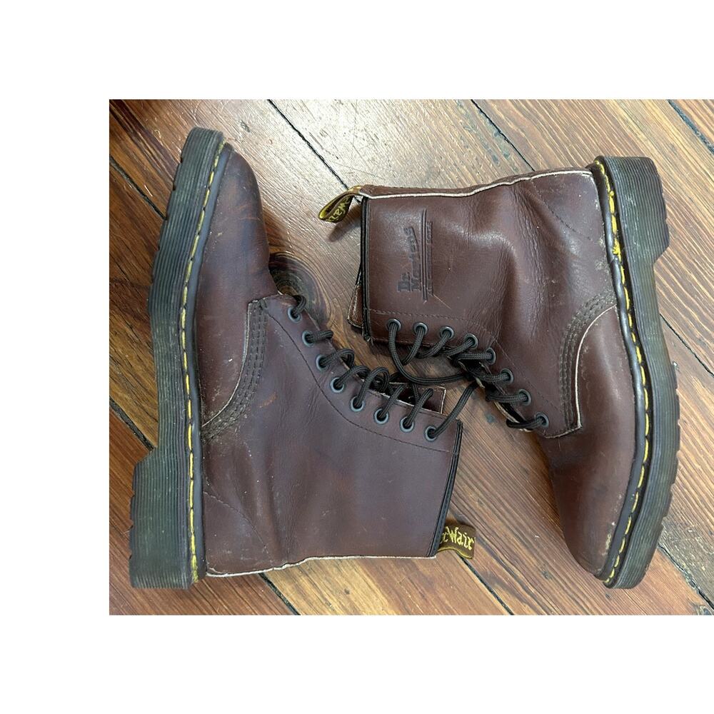 Dr. Doc Martens Dark Brown Leather Boots Combat Boots 8 Eye 1460 Women's Size 5